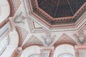 pink and coral ceiling